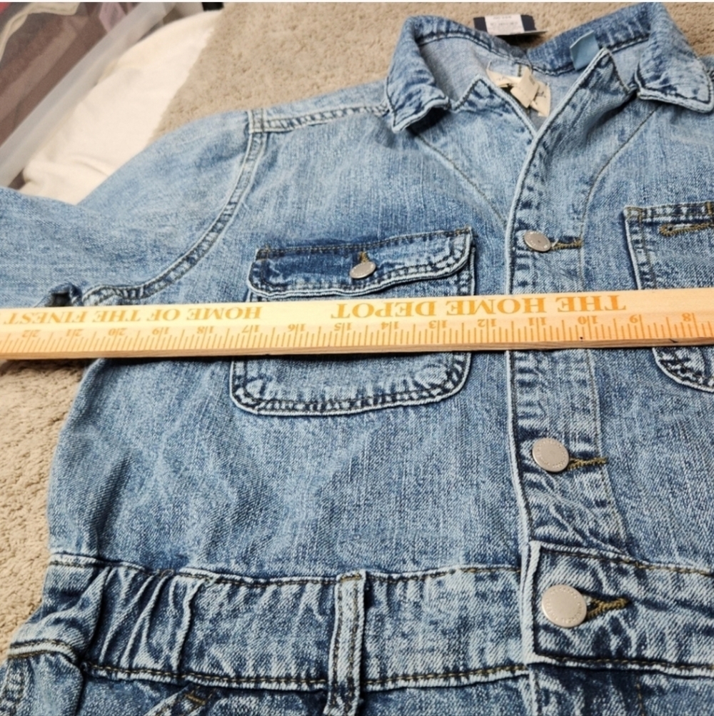 Women's Long Sleeve Utility Baggy Denim Jumpsuit Universal Thread Medium Denim 2 - Picture 9 of 16